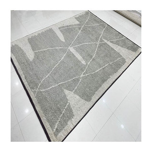 Alfombra de lana anudada a mano para diseñadores de alta gama, estilo americano con borde, gris oscuro claro, moderna, a medida, de felpa alta - Product Image 2