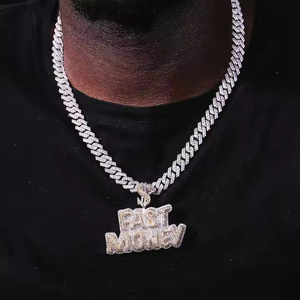 Haute qualité 1 pouce laboratoire cultivé diamant brillant coupe nom pendentif 925 en argent Sterling luxe Hip Hop personnalisé collier fin - Product Image 5