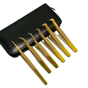 Herramienta de belleza de la mejor calidad al por mayor, pinzas de extensión de pestañas con logotipo personalizado, pinzas de extensión de pestañas con implantes déntricos - Product Image 3