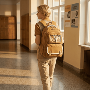 Sac à dos étudiant grande capacité, résistant à l'eau, léger, avec fenêtre transparente, multi-poches, compatible ordinateur portable, fermeture éclair, 45 cm - Product Image 5