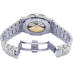 Meilleure vente de haute qualité Moissanite montre diamant effet glacé DEF Lab Grown diamant boîtier en acier cadran en verre nouveau prix d'usine - Product Image 5