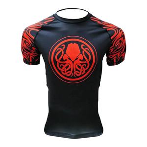 เสื้อรัดรูปแขนสั้น BJJ MMA rash GUARD สำหรับต่อสู้เสื้อออกแบบได้ตามต้องการผลิตในปากีสถาน - Product Image 1