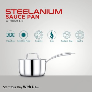 Exotic Silver Shining Stainless Steel Sauce Pan with Lid Cookware Durable Food Grade Riveted Handle Nonstick Easy Clean - Product Image 5