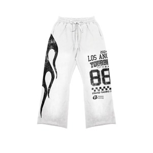 Pull à capuche tendance personnalisable pour hommes pantalon évasé sweat à capuche zippé sweat à capuche sérigraphié à l'acide - Product Image 5