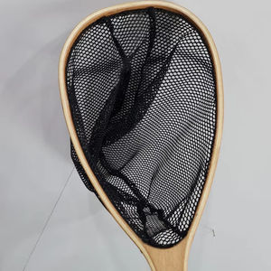 Filet d'atterrissage de pêche à la mouche en plein air Filet à truite Cadre en bois avec filet en caoutchouc Filet coulé à la main Thor Filet de pêche à la truite - Product Image 1