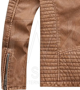 Veste en cuir tendance coupe ajustée pour l'hiver avec motif personnalisé, design oversize, fermeture éclair, doublure en fibre de bambou, coupe-vent - Product Image 6