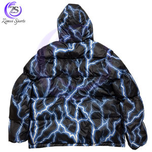 Manteau à capuche noir Lightning Puffer de qualité supérieure imprimé partout Taux de gros Les plus récents hommes à la mode portent une veste Puffer - Product Image 5