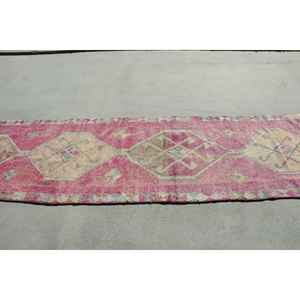Turkish Rug, 3,1x11,3 ft <b>Runner</b> Vintage Rug, Herki <b>Red</b> Yellow Ikat Rug - Product Image 2