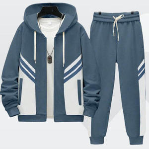 Conjunto de chándal de dos tonos de algodón para hombre nueva moda ropa deportiva con cordón Sudadera con capucha y pantalones de chándal ropa de gimnasio informal sin camiseta - Product Image 1
