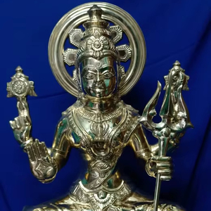 Handcrafted Carved Brass Idols for Home Temple Traditional Hindu Deities <b>Silver</b>-Plated Customized Divine Pooja Home Temples - Product Image 1