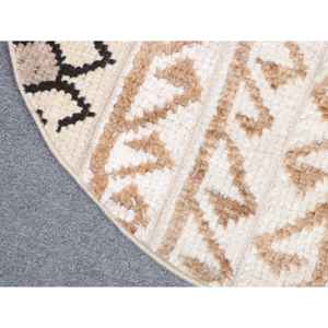 Tapis vintage 3,1 x 3,1 pieds, petit tapis turc, tapis ombré blanc et marron - Product Image 5