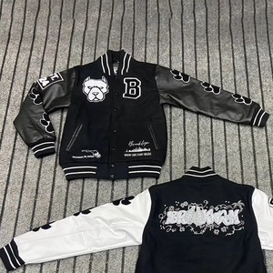 แจ็กเก็ตผ้าใบขนแกะสไตล์เท่ๆของผู้ชายเสื้อแจ็คเก็ตทีมเบสบอลแบบออกแบบได้ตามต้องการสำหรับฤดูหนาว - Product Image 4