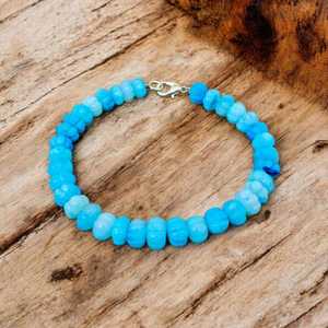 สร้อยข้อมือลูกปัดลายโอปอลสีฟ้าสำหรับผู้หญิงทำด้วยมือแบบมินิมอลโบโฮประจำวันตะขอก้ามปู7-9มม. สำหรับวันครบรอบเทรนด์ทั่วโลก - Product Image 5