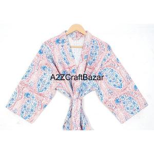 Chaqueta Acolchada Estampada a Mano 100% Algodón Puro, Estilo Indio, Otoño Invierno, Floral, Cómoda, Kimono de Maternidad, Regalo de Verano - Product Image 2