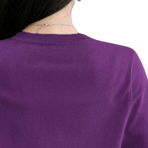 Women Purple High Stretch Knit <b>Cardigan</b> <b>Sweater</b> Long Sleeve Button Front Neck Casual Work Daily Wear Plain Simple Stylish New - Product Image 4