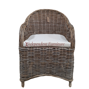 Athen Natural Kuboo Grey Rattan <b>Frame</b> Dining Chair Natural Cushion Traditional Indoor Wicker Furniture Home Restaurant Eco - Product Image 3