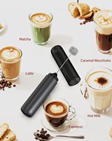 Mousseur à lait électrique rechargeable avec fouet à double bobine - Mousseur à café portable à main pour matcha, lattes et boissons