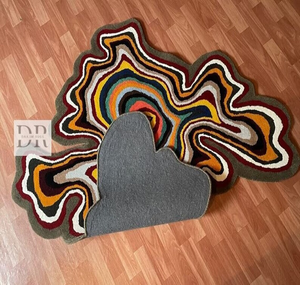 Tapis en laine tufté à la main de conception irrégulière pour salle à manger, salon, hall, cuisine, dessin, salle de jeux - Product Image 4