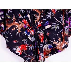 Robe midi pour femme, tenue de soirée, kaftan imprimé à la main, style décontracté, fabrication artisanale du Moyen-Orient, pur coton, été automne, naturel - Product Image 3