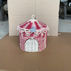 Handwoven Circus Tent <b>Basket</b> with Lid Kid <b>Basket</b> Storage Rattan House Shape Kids <b>Laundry</b> Decorative <b>Wicker</b> Storage Box - Product Image 1