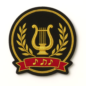 Handmade Custom Gold Wire Crest Elegant Bullion Embroidered Eco-Friendly Nickel-Free Badge for Choir Music Societies Safety-<b>Pin</b> - Product Image 1