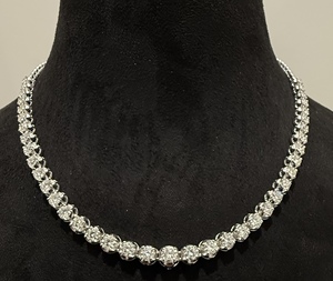 Collier tennis pour femme en or massif avec diamants ronds brillants naturels, 14K 18K, ligne simple, certifié par un tiers - Product Image 6