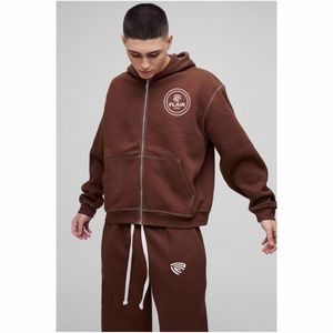 Pull à capuche en coton biologique 100% pour hommes, long sweat-shirt d'hiver avec motif solide, broderie perlée 3D, motif bricolage - Product Image 4