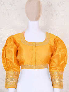 Collection indienne pakistanaise Trendy Blouse légère en soie Milan avec col en V pour porter des vêtements ethniques exclusifs Blouse de mariée - Product Image 6
