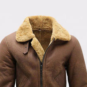 Veste d'hiver en cuir d'agneau véritable de haute qualité Aviator Shearling marron Veste en cuir de bombardier d'extérieur - Product Image 6
