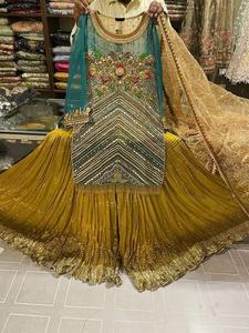 2022 indio pakistaní Última edición boda ocasión especial traje gasa cuentas trabajo hecho a mano Salwar Kameez vestido de Venta caliente - Product Image 6