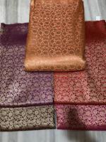 Tissu de luxe en soie Banarasi brocart Zari floral, qualité supérieure, tissé à la main, jacquard, tricoté chaîne, brodé, poids moyen, pour garçons