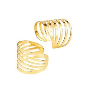 Rond de serviette en fil de fer poli doré Design réglable Accessoires de vaisselle Anneaux de serviette en or - Product Image 1