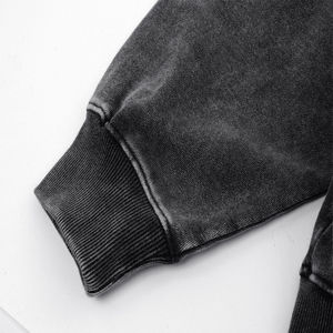 Sweat à capuche vintage délavé à l'acide pour hommes avec logo personnalisé pull en coton Style automne Hip Hop vente en gros d'impression numérique - Product Image 3