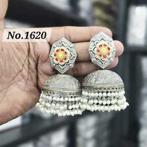 Pendientes Jhumka de Piedra Monalisa, Pendientes Antiguos Vintage, Pendientes de Oro Vintage de Lujo al por Mayor - Product Image 3