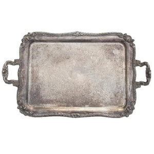 Elegant Vintage Silver Metal Tray Timeless Design for Food Serving Gifting <b>Tabletop</b> Decor - Product Image 1