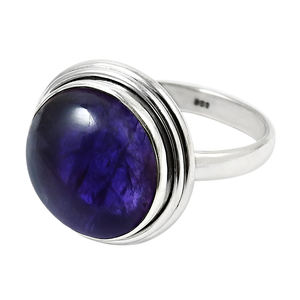 925 argent Sterling violet améthyste forme ronde anneau pour femmes filles pierres précieuses naturelles bijoux fins pour anniversaire de fête de mariage - Product Image 1