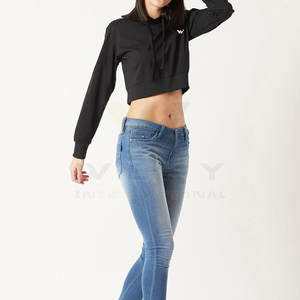 High Quality Custom Wholesale <b>Long</b> <b>Sleeves</b> Cropped Ladies Hoodie <b>Women's</b> <b>Gym</b> Pullover Crop <b>Top</b> - Product Image 4