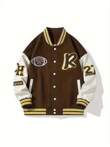 Wholesale Custom Made Letterman University <b>Wool</b> Down Jacket Plus Size High Quality <b>Fabric</b> jacket for men - Product Image 6