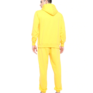Conjunto de chándal con capucha de color amarillo claro para hombre, chaqueta de Jersey y pantalones para correr, traje de dos piezas para entrenamiento de gimnasia y ropa informal - Product Image 2