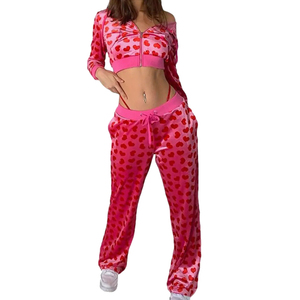Conjunto de Jogger con capucha recortada de invierno con estampado personalizado para mujer, ropa informal para exteriores | Servicio OEM - Product Image 1