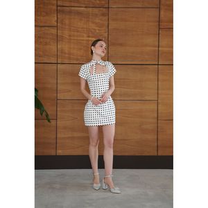 ชุดเดรสผ้าซาตินลายจุดขายส่ง - [object Object] - Product Image 2