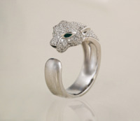 Bague Ouverte Tête de Léopard en Or Certifiée IGI, Diamant Taille Brillant, Bijoux de Luxe Hip Hop, Unisexe, pour Mariage, Anniversaire, Fête