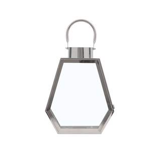 Linterna de acero inoxidable de estilo rústico elegante con paneles de vidrio perfecto para iluminación de decoración del hogar tradicional y moderna - Product Image 3