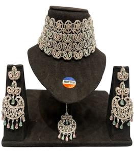 American Stone Choker Set avec Drop Earrings Versatile Bijoux de mode en acier inoxydable - Product Image 1