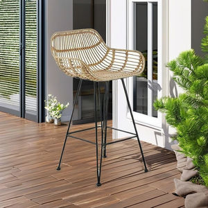 Chaise de bar en rotin intérieur et extérieur magnifiquement durable confortable pour hôtels salons parcs villas appartements - Product Image 3