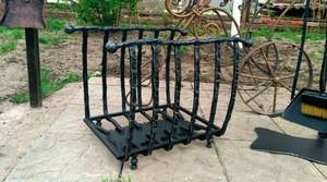 Porte-bûches en métal enduit de poudre noire personnalisable Support de bois de chauffage extérieur pour accessoires de jardin en fer et acier - Product Image 3