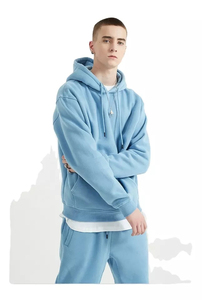 เสื้อฮู้ดผ้าฟลีซหนาแบบสวมหัวสไตล์วินเทจสำหรับผู้ชายพิมพ์ลายพัฟมีฮู้ดย้อมสีเรียบ - Product Image 3