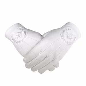 Gants maçonniques de la meilleure qualité, couleur blanche, gants 100% coton, gants maçonniques Regalia avec logo personnalisé - Product Image 4