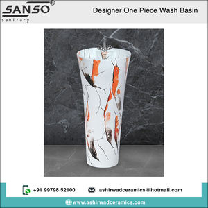 อ่างล้างหน้าเซรามิกแบบหลุมเดียวอุปกรณ์สุขภัณฑ์แบบวงรีเคลือบเงามันวาวดีไซน์หรูหราทันสมัย - Product Image 2