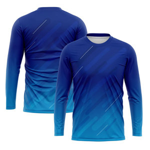 Maillots de football respirants à manches longues et col en V, extensibles dans quatre directions, coupe-vent, 100 % polyester, personnalisables avec logo d'équipe, pour adultes, vente en gros - Product Image 1